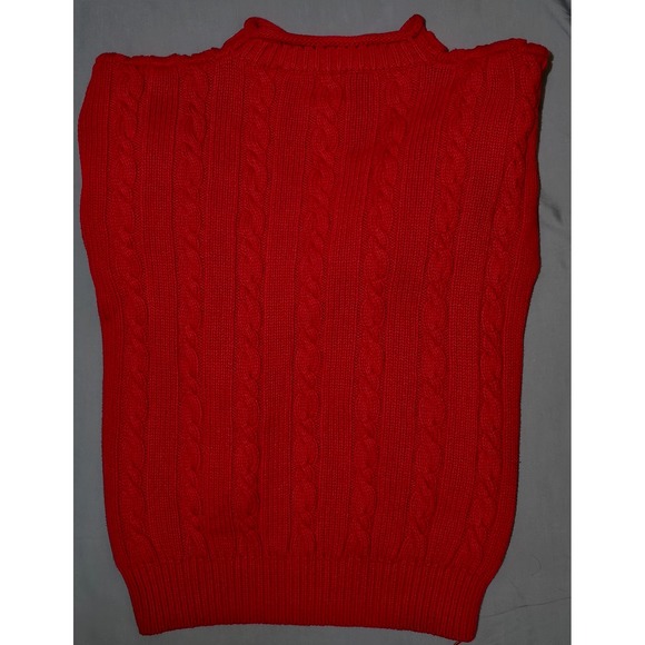 VTG 90s Gap Fisherman Cable Knit Cotton Roll Up Sweater Red Medium Made in UK - Picture 3 of 5